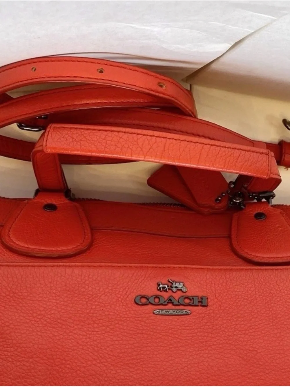 Coach mickie red pebbled Leather Satchel Shoulder crossbody purse w/dust bag